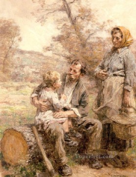 Leon Augustin Lhermitte Painting - Le Dejeuner du Bucheron 1918 rural scenes peasant Leon Augustin Lhermitte